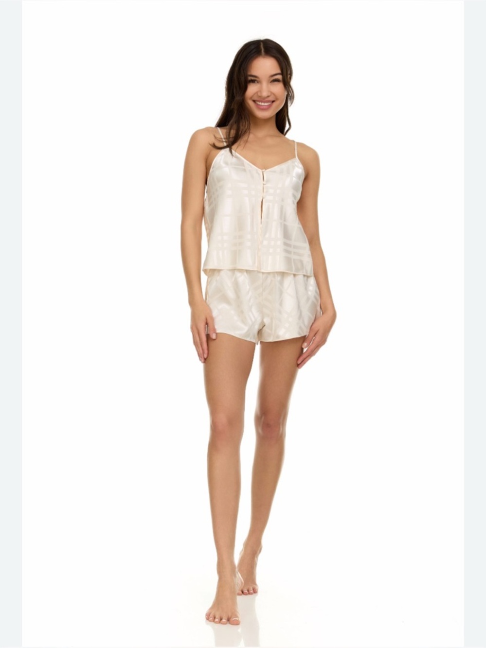 FLORA by Flora Nikrooz 2PC Satin Short Set in Antique Ivory Size XL
